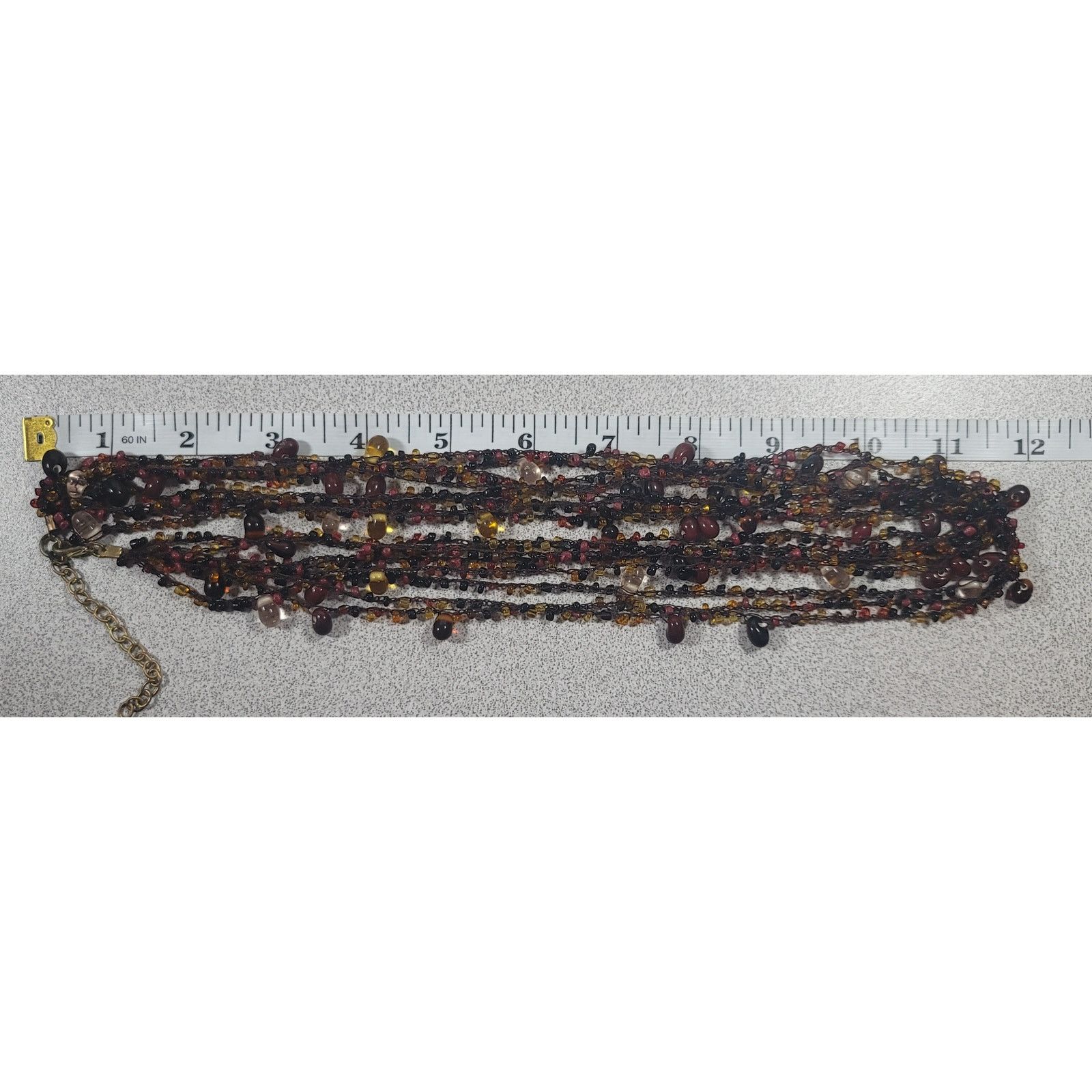 Other 12" Multi Strands Braided Rope Brown Pink Beaded Necklace Size ONE SIZE - 4 Thumbnail