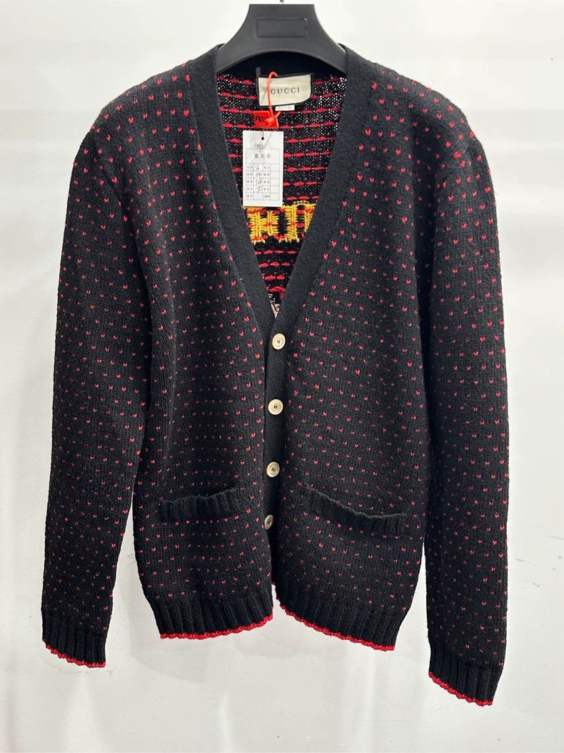 Gucci GucciBlack lamb pattern round-neck knitted cardigan jacket Size US S / EU 44-46 / 1 - 1 Thumbnail