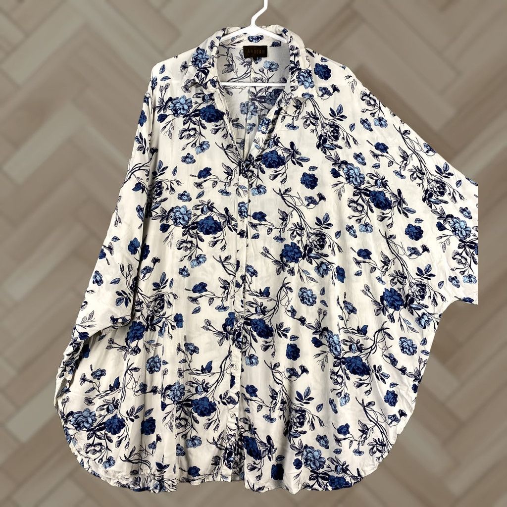 Vintage VINTAGE Anotah Women Floral T-Shirt Plus Size Casual Loose Blouse Summer 34-34 Womens Size XL / US 12-14 / IT 48-50 - 1 Thumbnail