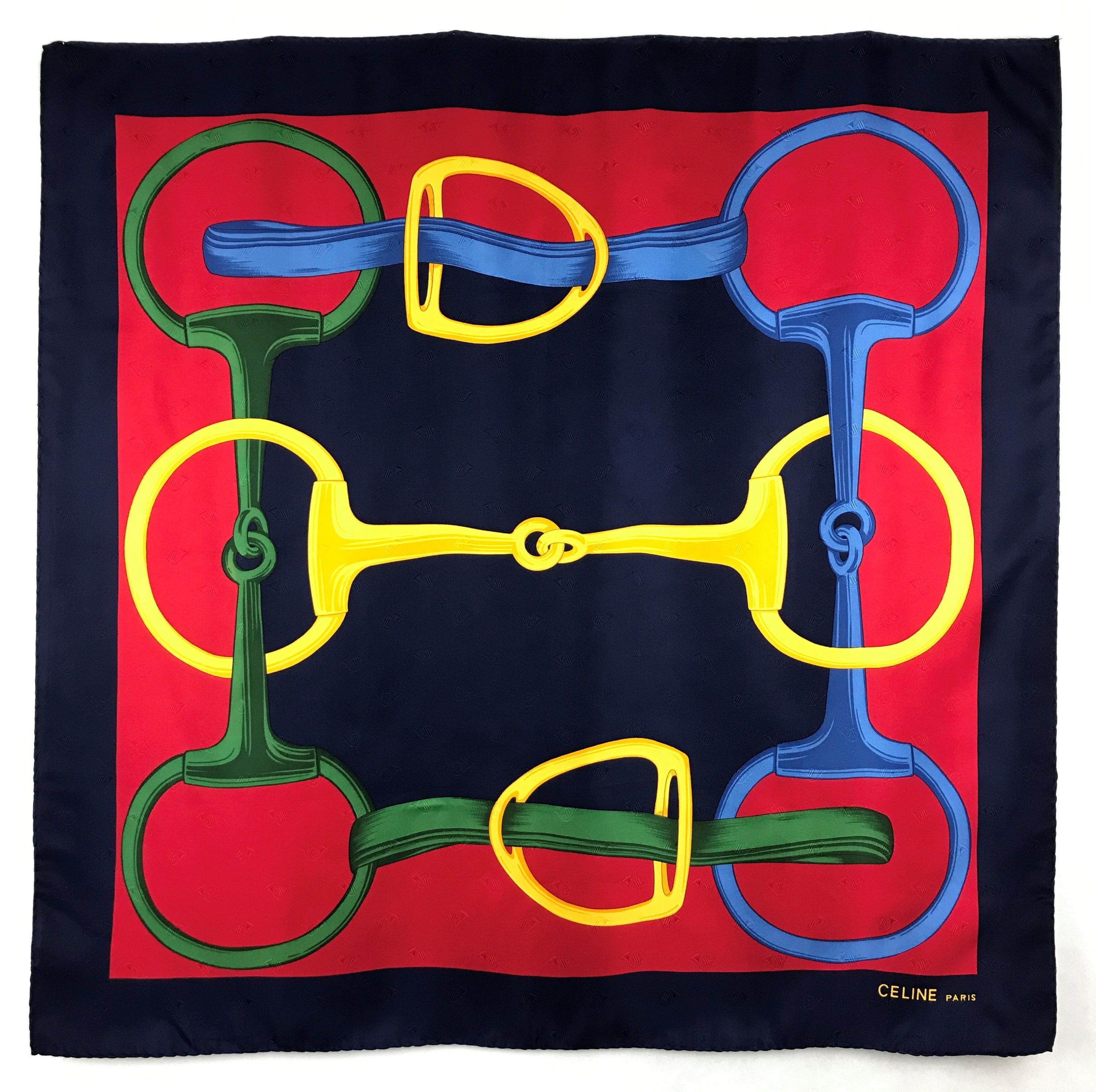 Celine × Vintage Vintage Celine Horsebit Silk Scarf Size ONE SIZE - 2 Thumbnail