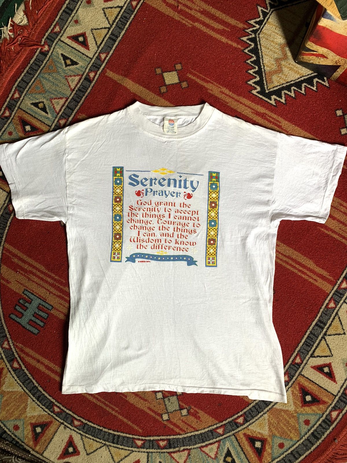 image of Orient x Vintage Serenity Prayer Tees in White, Men's (Size Large)