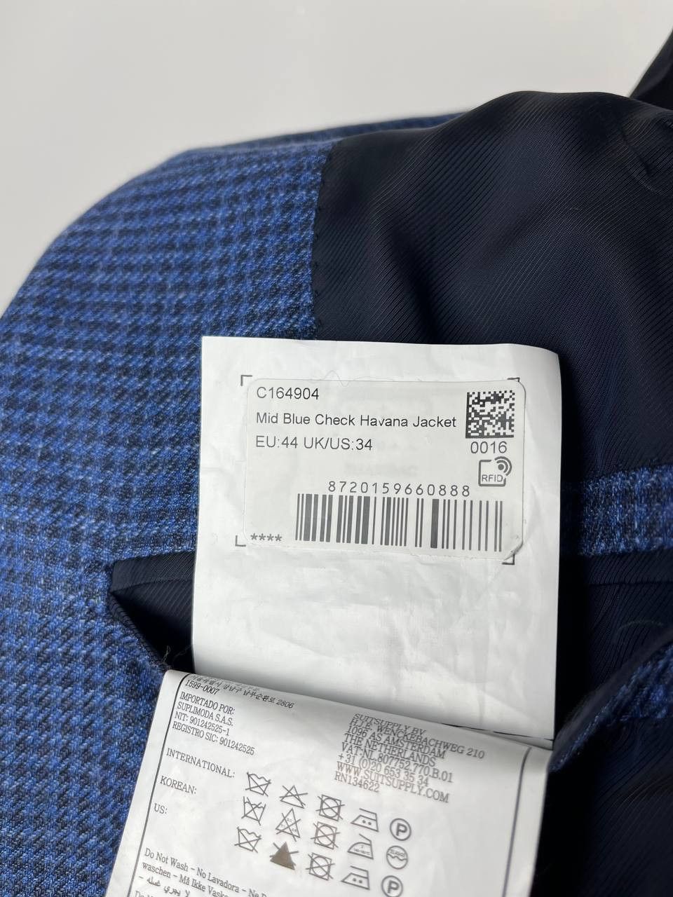 Suitsupply Suitsupply Havana Patch Wool Silk Linen Check Blue Blazer Size 44R - 12 Thumbnail