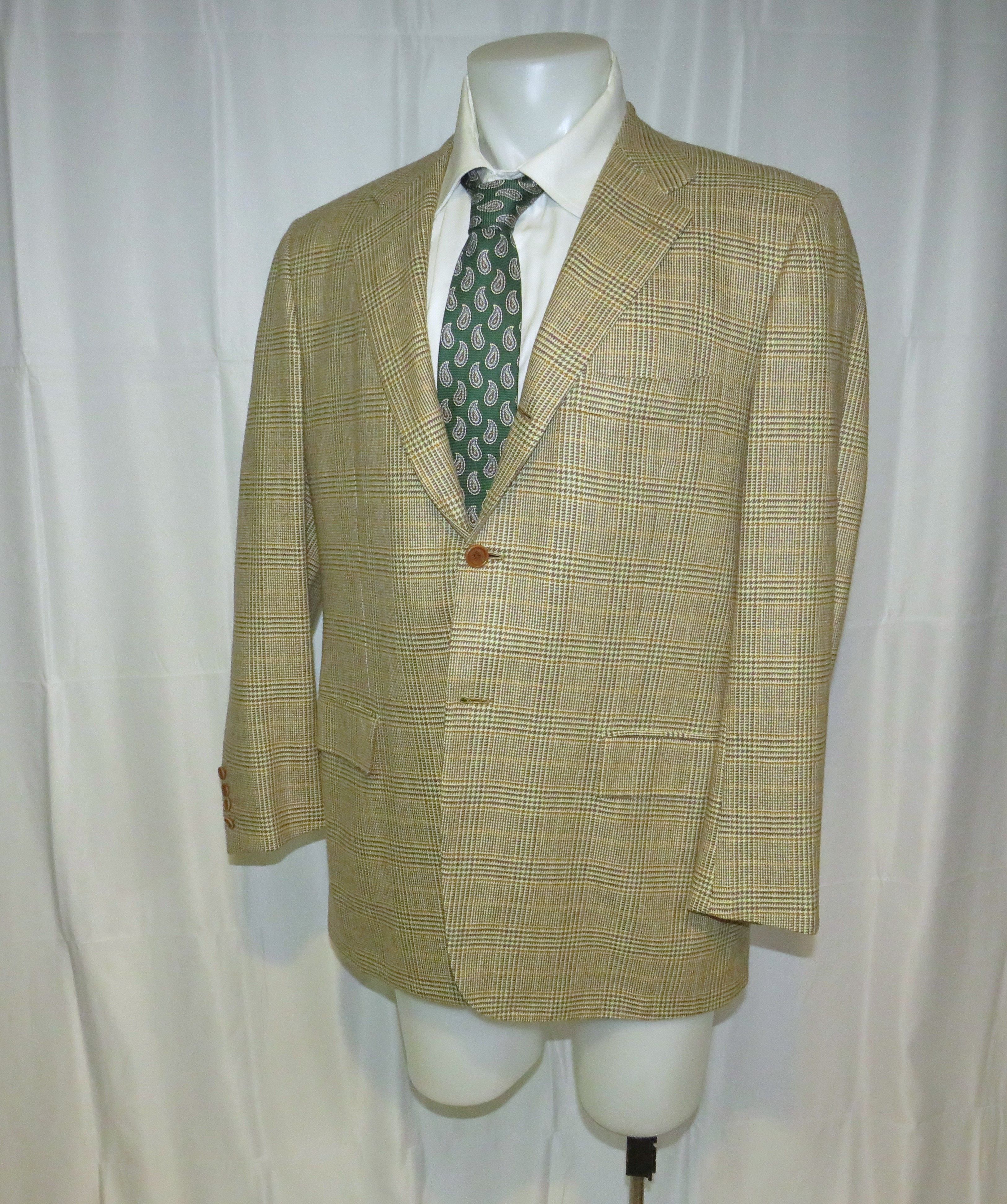 Kiton 100% Cashmere Light Brown Plaid Three Roll Two Blazer 44R Size 44R - 6 Thumbnail