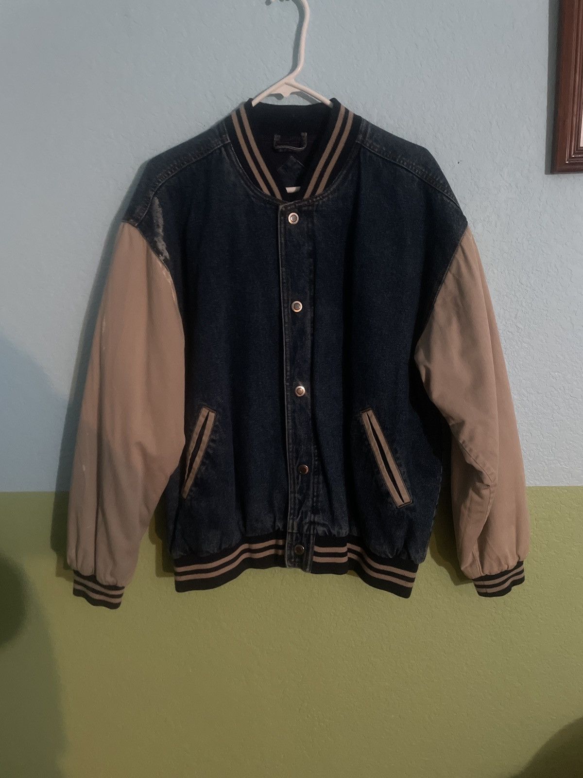 Denim varsity jacket