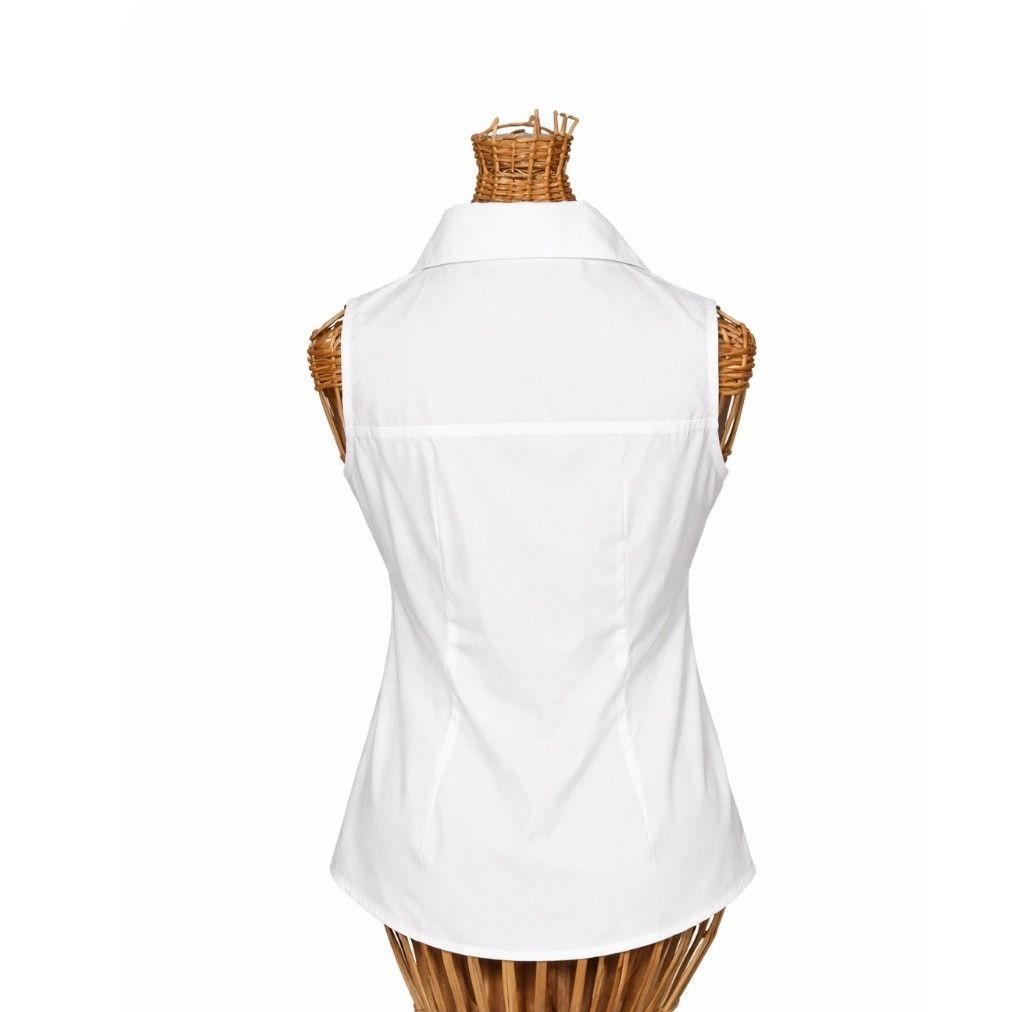 Other Gracia White Sleeveless Ruffle Blouse NWT Size Small Size S / US 4 / IT 40 - 3 Thumbnail