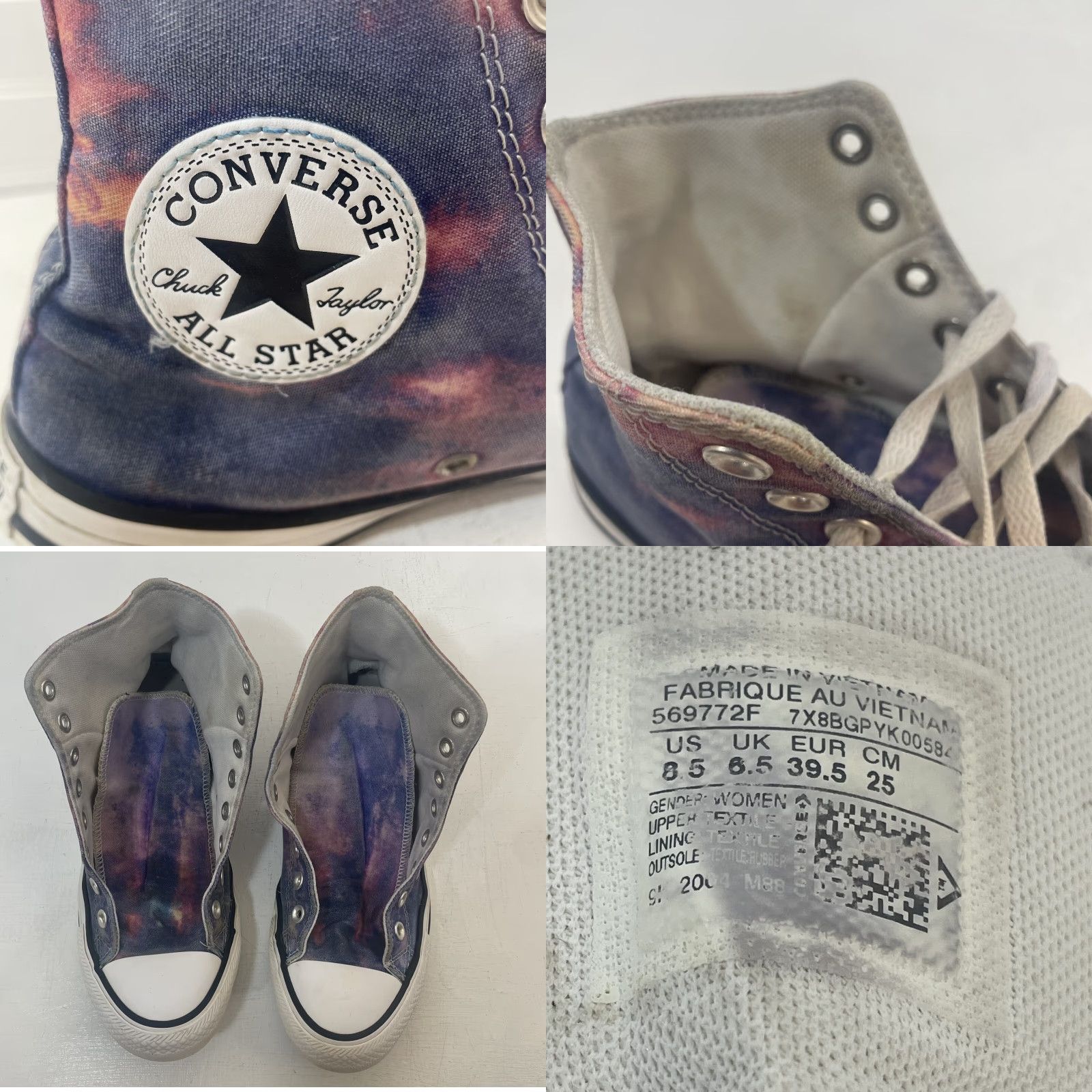 Converse VINTAGE Converse Chuck Taylor All Star Hi Sunset Tie Dye Women's 8.5 Purple VTG 569772F Size US 9 / IT 39 - 11 Thumbnail
