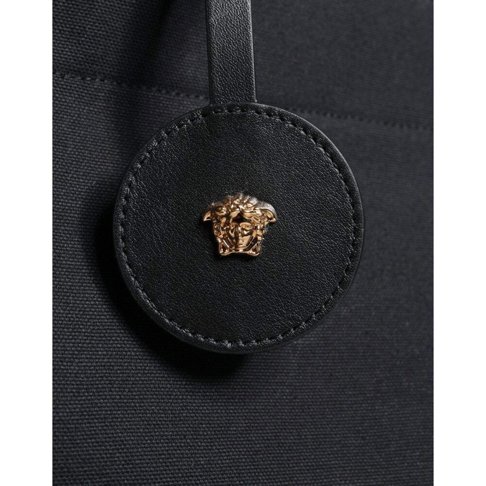 Versace Versace Black Top Handle Canvas Leather Logo Crossbody Tote Size ONE SIZE - 5 Thumbnail