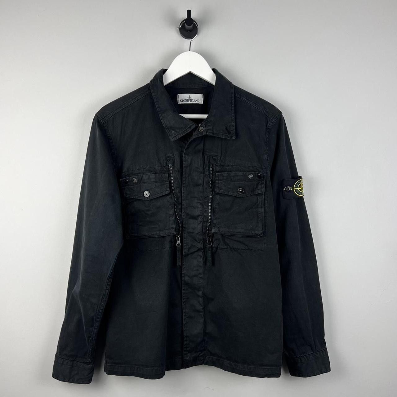 image of Stone Island Zip Over Shirt in Black, Men's (Size Medium)