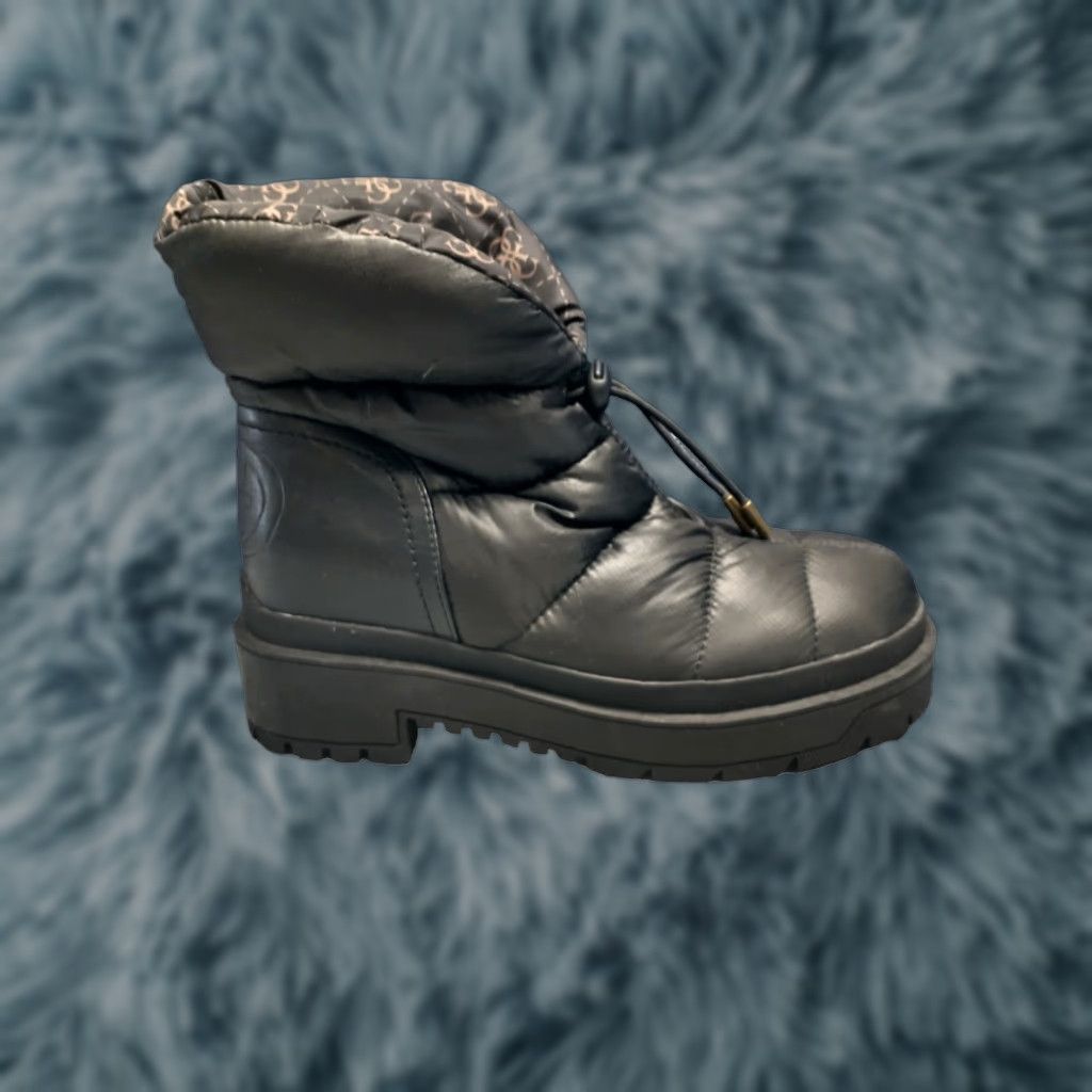 Guess GUESS Winter Ankle Snow Boots Womens Size 6.5 Black Leather Puffer Pull On New without box Size US 7 / IT 37 - 1 Thumbnail