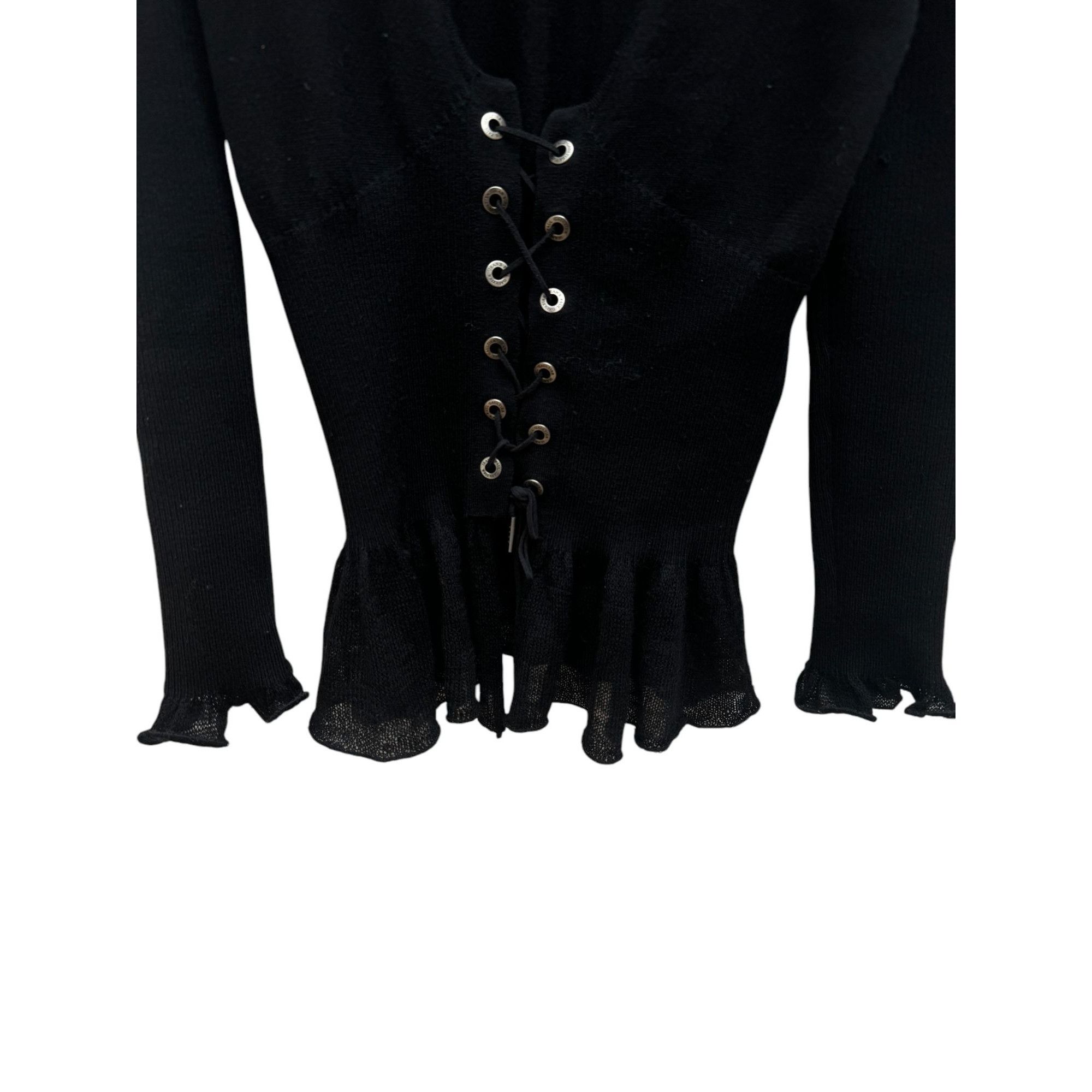 Jean Paul Gaultier Black Ribbed Wool Corset Sweater Size S / US 4 / IT 40 - 3 Thumbnail