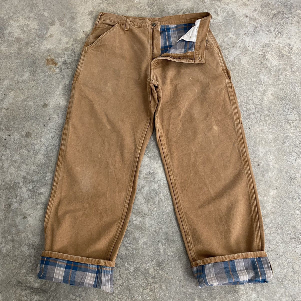 Carhartt Vintage Carhartt Blanket Lined Tan Carpenter Work Pants Size US 34 / EU 50 - 1 Thumbnail