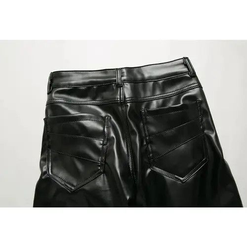 Jean Black Faux Studded Leather Pants Size US 29 - 4 Thumbnail