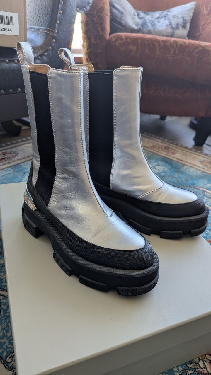 Both Metallic Gao Platform Chelsea Silver boots Size US 8 / IT 38 - 1 Thumbnail