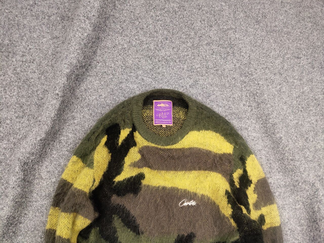 Corteiz Corteiz Mohair Blend Knit Sweater Gutta Green Camo