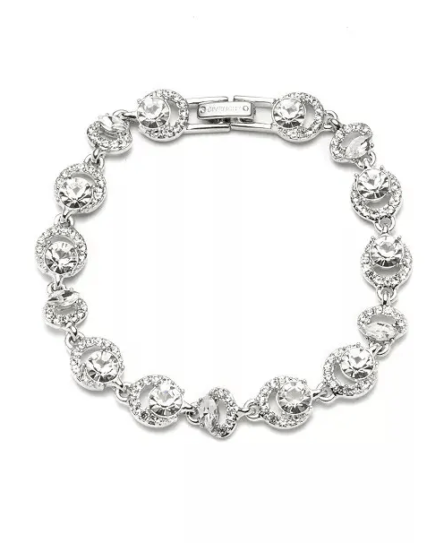 image of Givenchy Silk Crystal Flex Bracelet in Silver, Men's