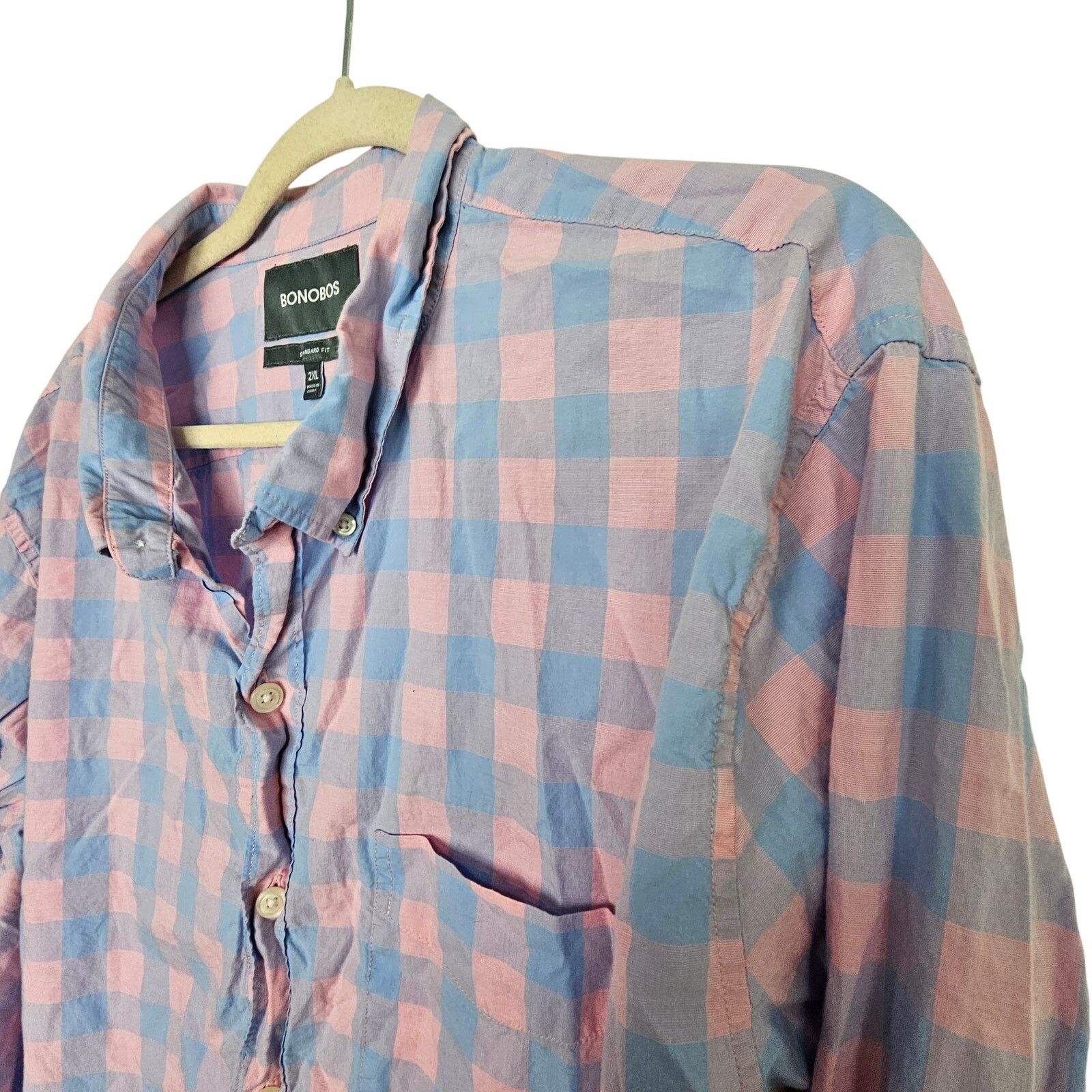 Bonobos Bonobos Dress Shirt Pink Blue Checker Strandard Fit Men 2XL Size US XXL / EU 58 / 5 - 5 Thumbnail