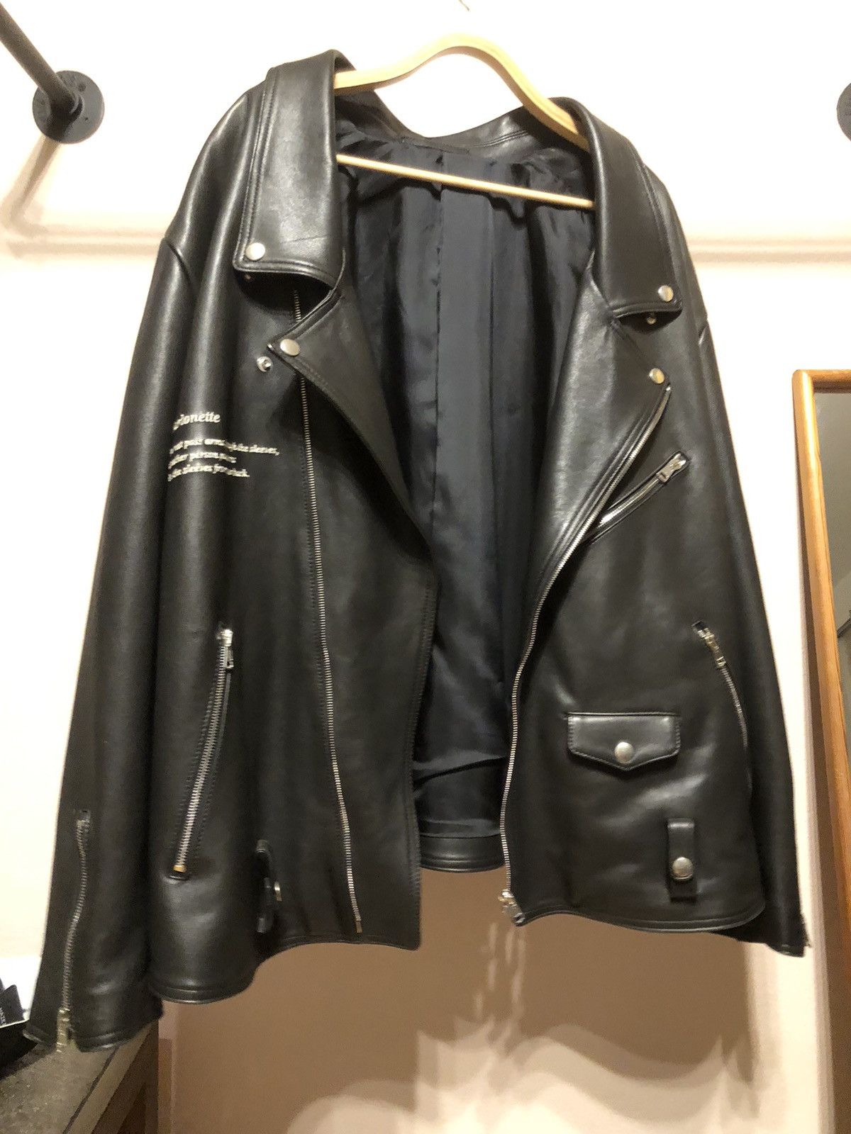 image of Doublet Marionette Leather Rider S Jacket in Black, Men's (Size Small)