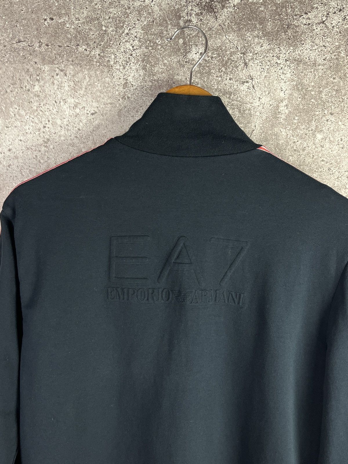 Emporio Armani Black Track Jacket Red Stripe Zip Sweatshirt Size XL Sport Size XL / US 12-14 / IT 48-50 - 4 Thumbnail