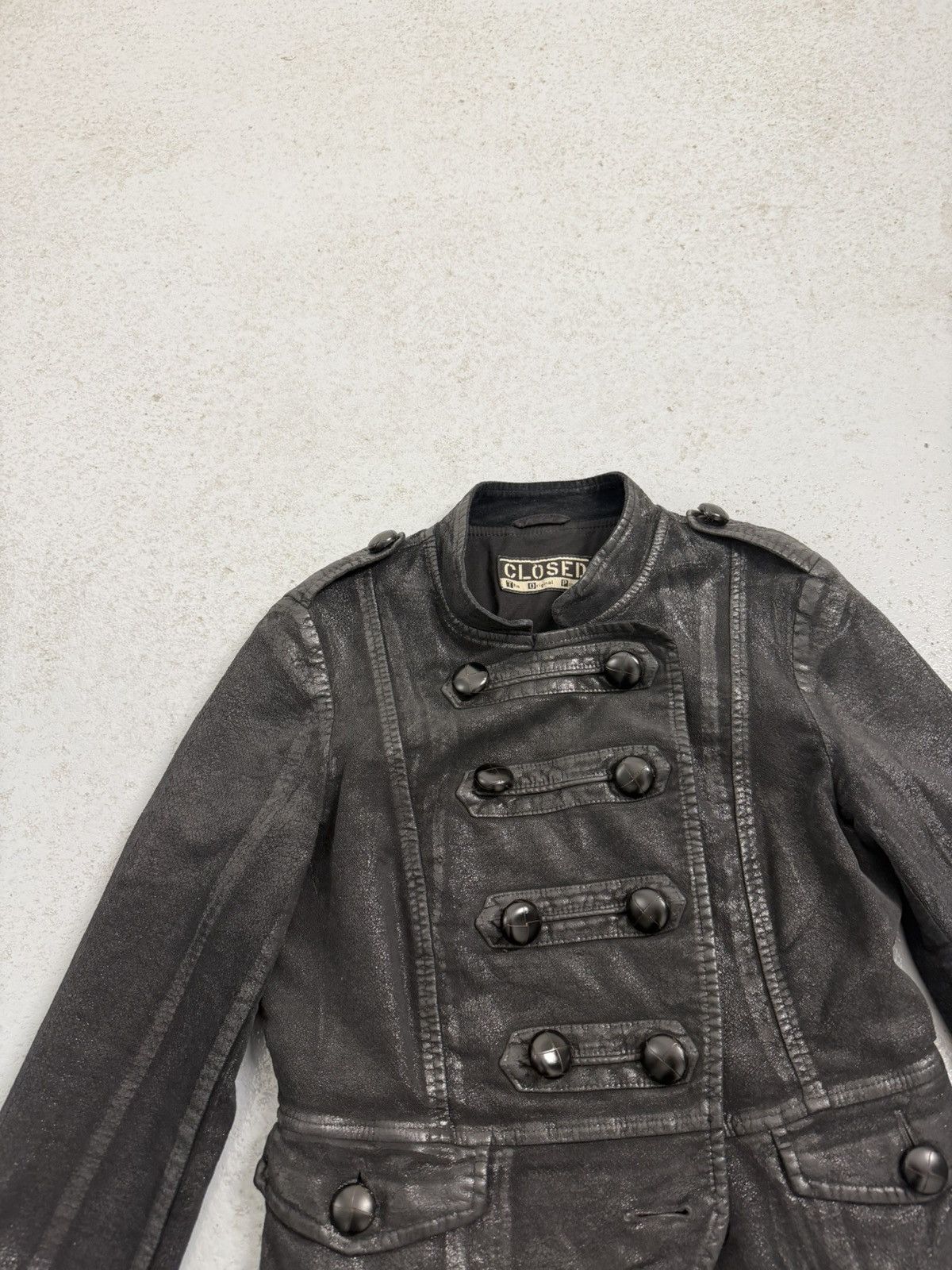 CLOSED Closed Napoleon Double Breasted Waxed Jacket Size XS / US 0-2 / IT 36-38 - 4 Thumbnail