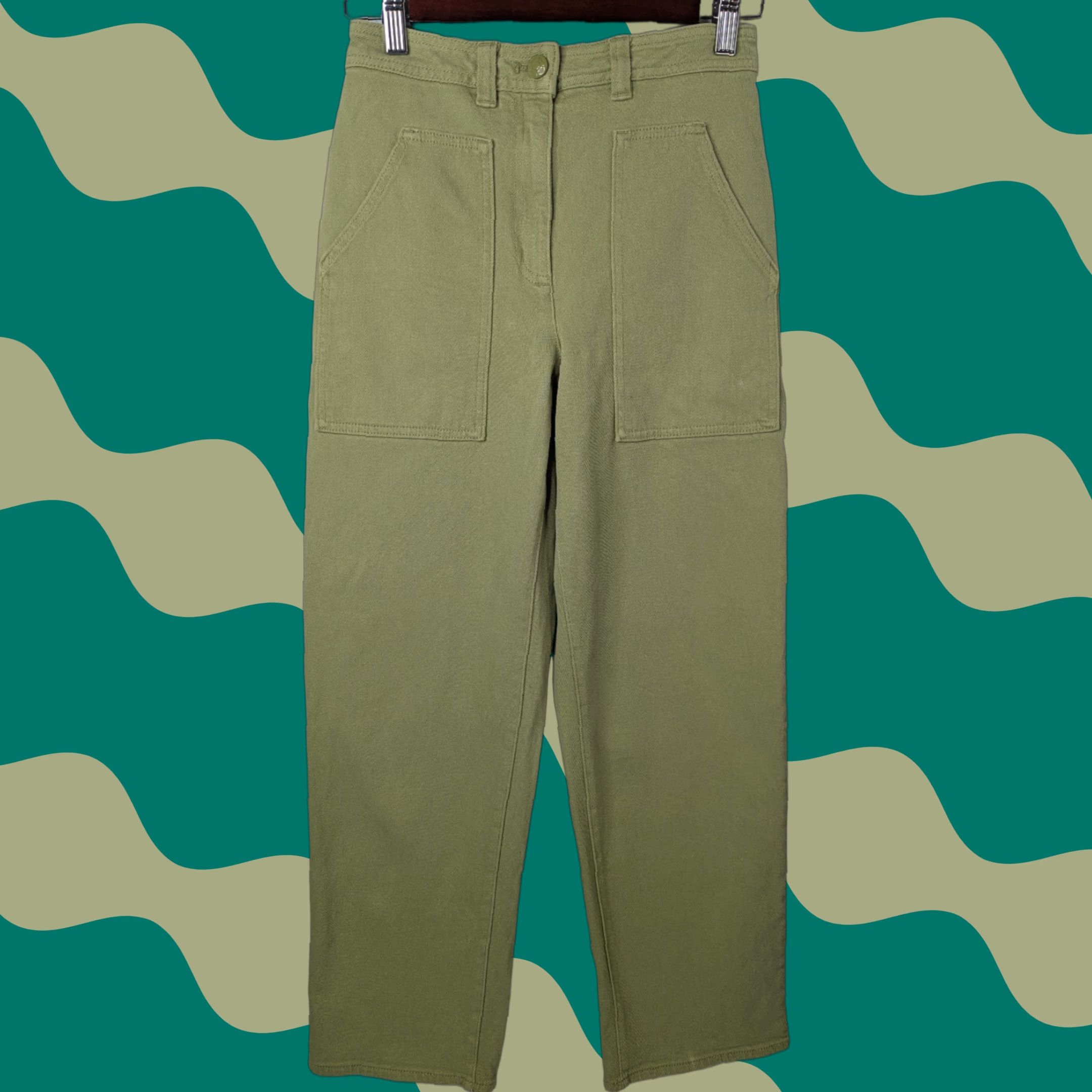 Aritzia Wilfred Free Pants Women's 2 Green Mid Rise Modern Utility Boho Twill Size 26" / US 2 / IT 38 - 1 Thumbnail