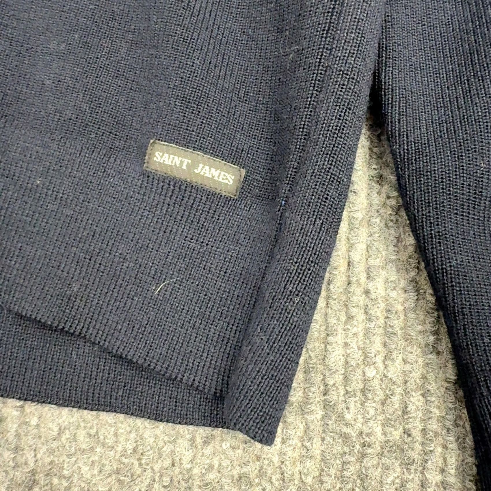 Saint James Saint James Sweater Mens M Navy Blue Merino Wool Quarter Zip Mock Neck French Pullover Size US M / EU 48-50 / 2 - 3 Thumbnail