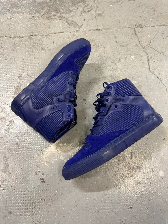 Balenciaga Balenciaga City Blue Monochrome Leather High Sneakers Size US 8 / EU 41 - 4 Thumbnail