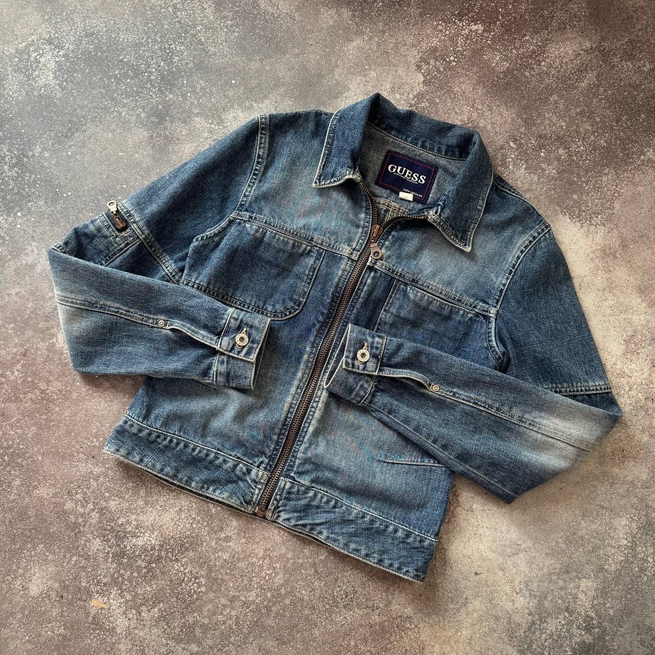 Guess × Japanese Brand Guess Vintage Avant Garde Washed Denim Zip Jacket Size M / US 6-8 / IT 42-44 - 5 Thumbnail