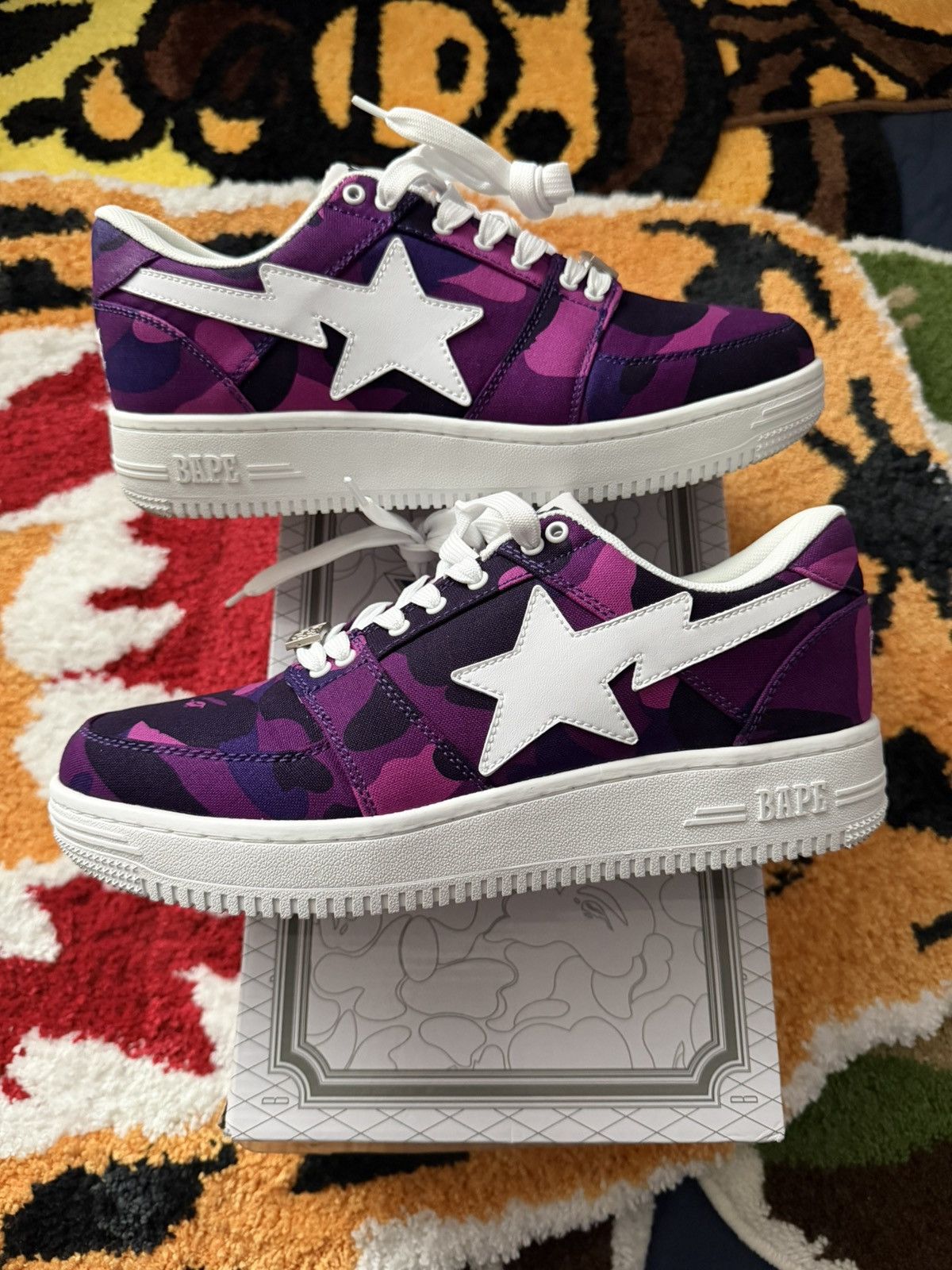 Bape Bape Sta Purple Camo Canvas Size 9.5 worn once. Size US 9.5 / EU 42-43 - 1 Thumbnail