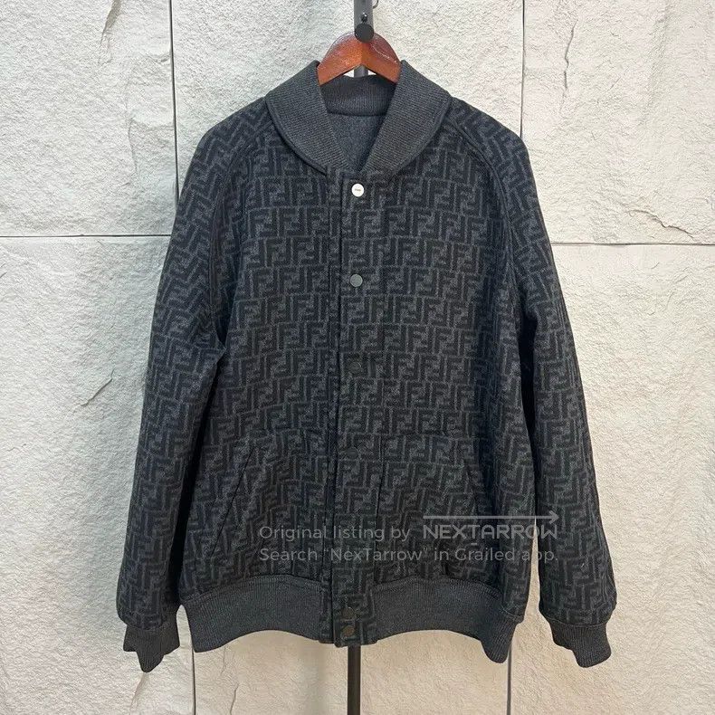 Fendi Fendi Two-Sided Printed Wool Baseball Jacket Size US L / EU 52-54 / 3 - 1 Thumbnail