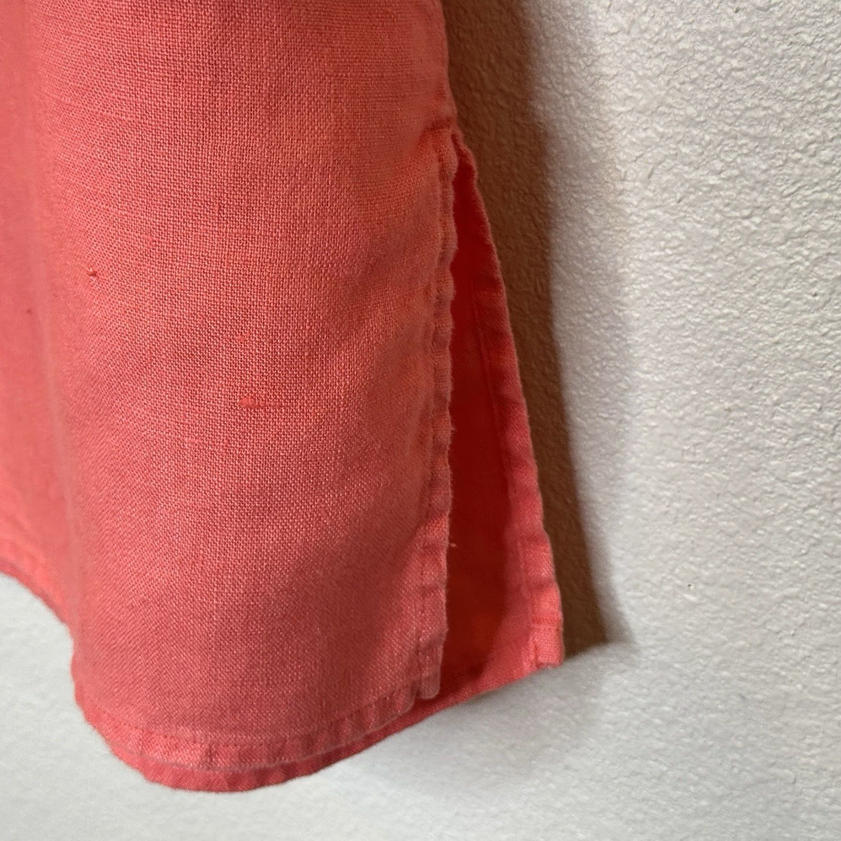 Vintage Chico’s Button-Up Top Women Size 3 Linen Long Sleeve Collared Pocket Salmon Orange II0? Size XS / US 0-2 / IT 36-38 - 5 Thumbnail