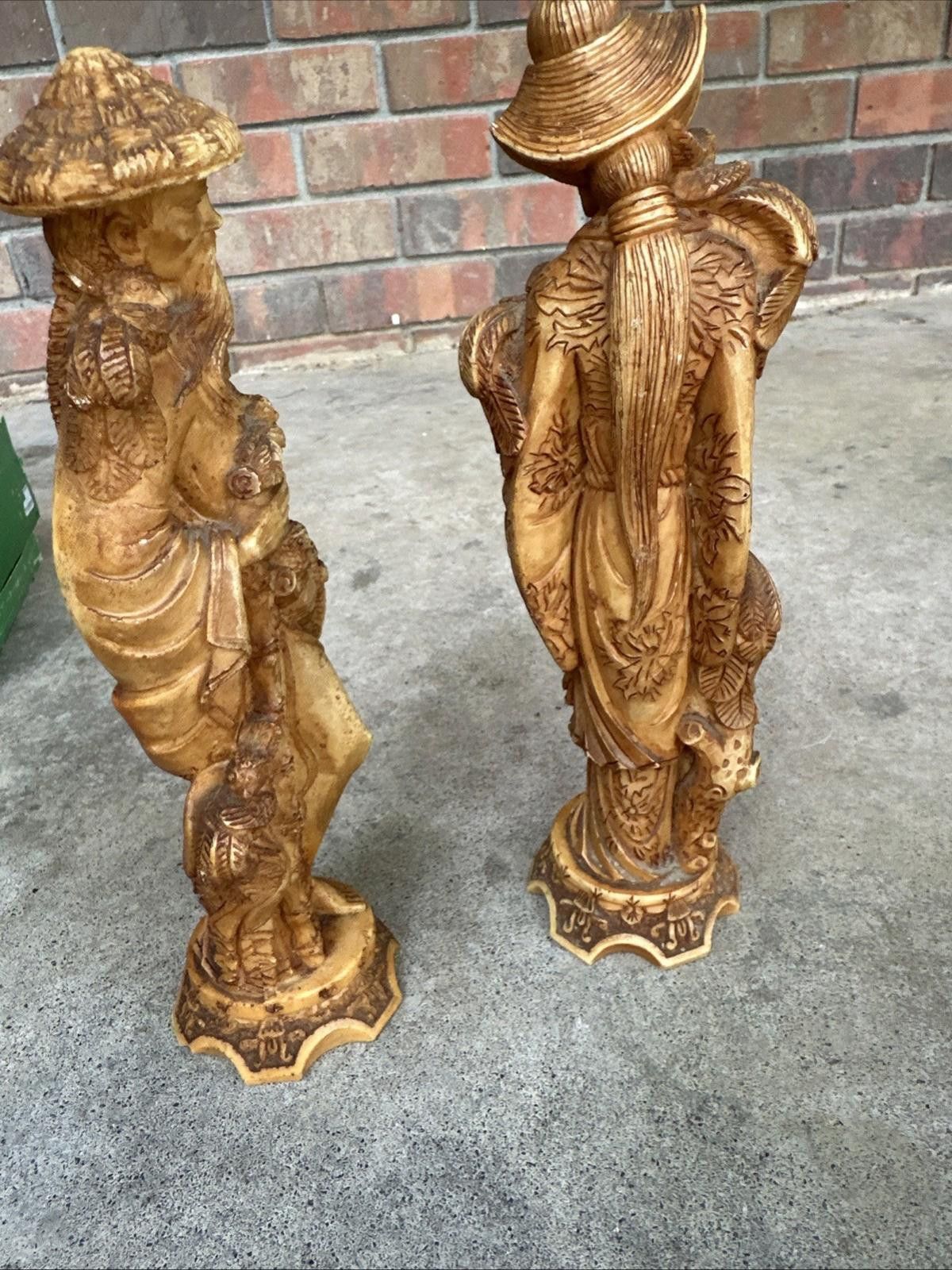 Designer Vintage Hand Carved Wooden Asian Statues Mid Century Size ONE SIZE - 11 Thumbnail