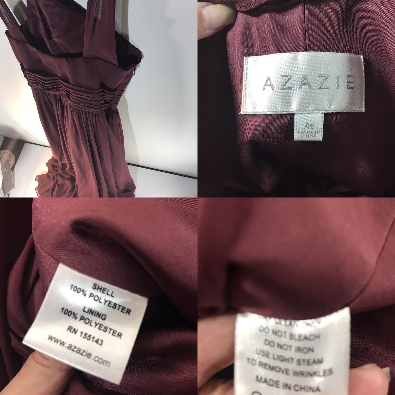 Vintage VINTAGE Azazie Burgundy Formal Maxi Dress Women’s Size 6 A-Line Keyhole Neck Wedding Evening Size M / US 6-8 / IT 42-44 - 8 Thumbnail