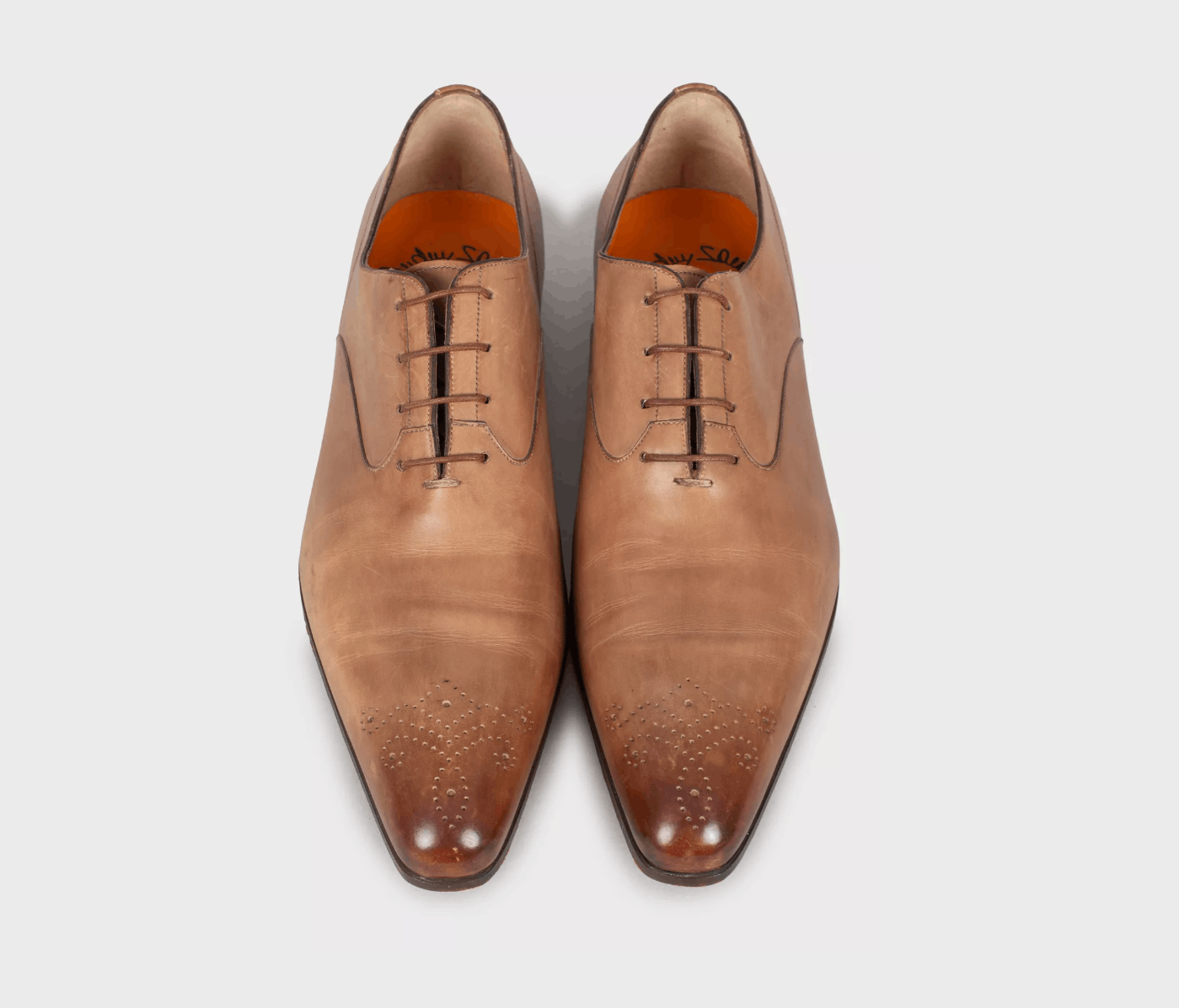 Santoni Santoni Men’s Brown Leather Oxford Brogue Shoes Size US 10 / EU 43 - 2 Thumbnail