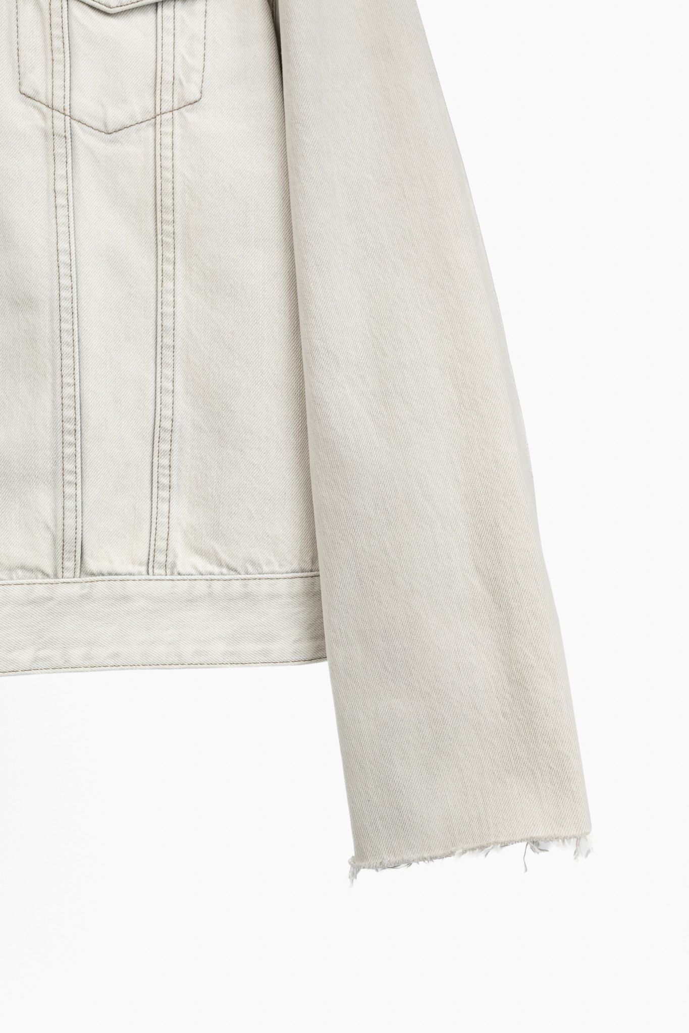 Saint Laurent Paris Saint Laurent Light-Grey Cotton-Denim Frayed-Cuff Jacket Size US XL / EU 56 / 4 - 6 Thumbnail