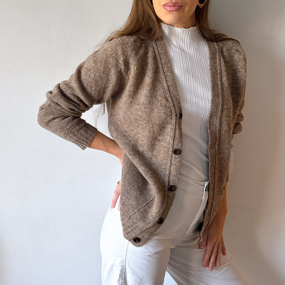 Alan Paine Alan Paine vintage 80s wool beige cardigan buttons Size US S / EU 44-46 / 1 - 6 Thumbnail