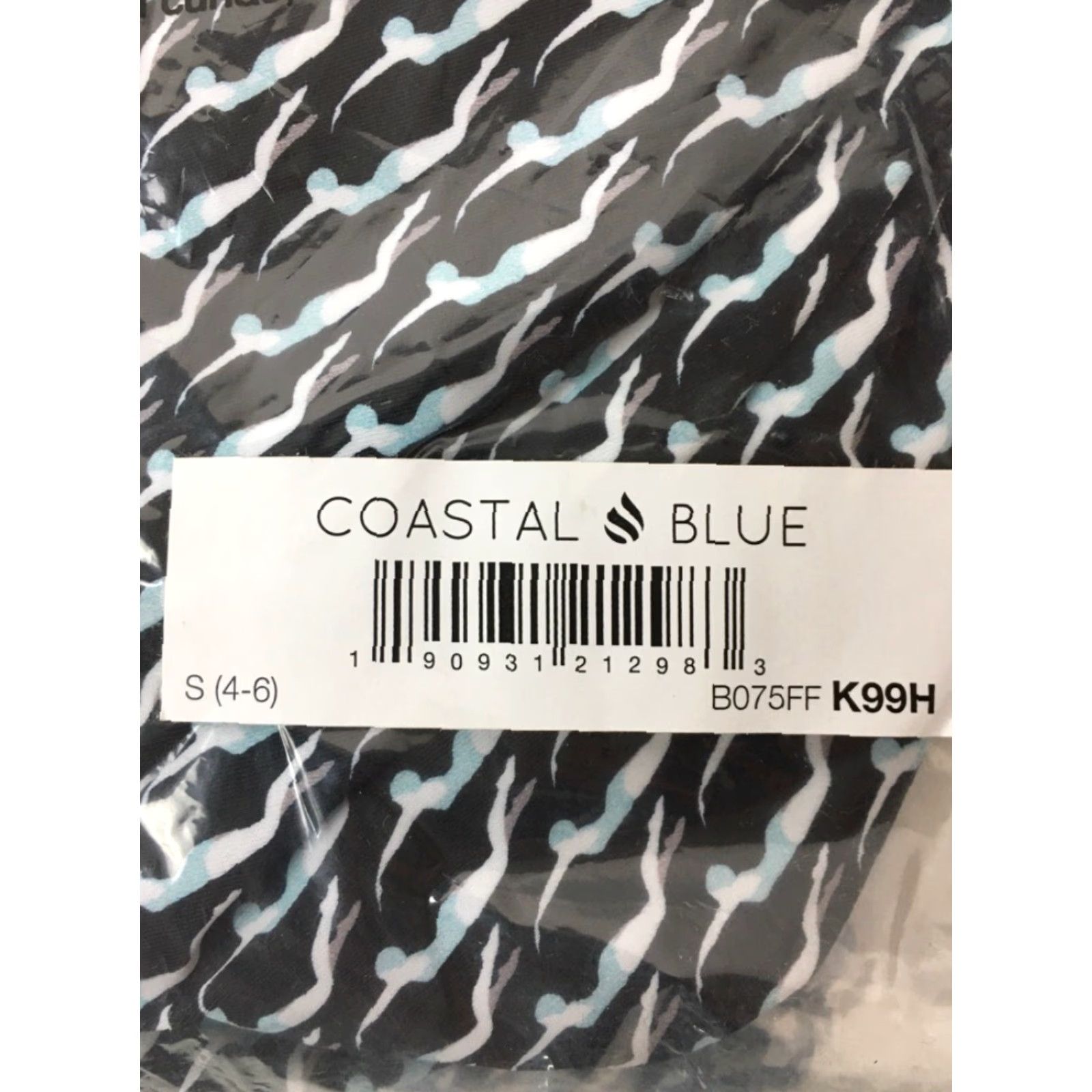Vintage VINTAGE Coastal Blue One Piece Swimsuit Black Strapless Ruched Geometric Pattern Women’s Size S (4/6) Size ONE SIZE - 4 Thumbnail