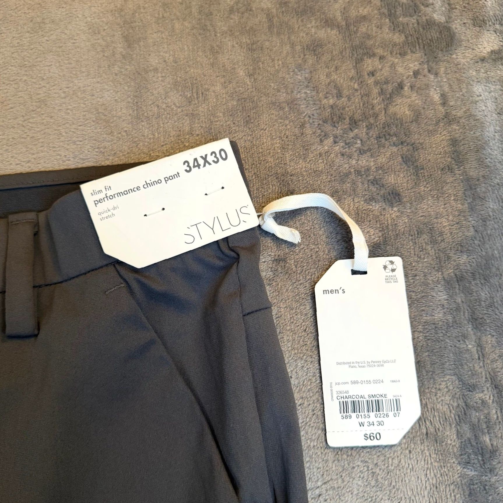 Vintage Stylus Mens Chino Pants Slim Fit Quick Dry Stretch Charcoal 34x30 Workwear Casual Flat Front Button Zip Pants Size US 34 / EU 50 - 2 Thumbnail