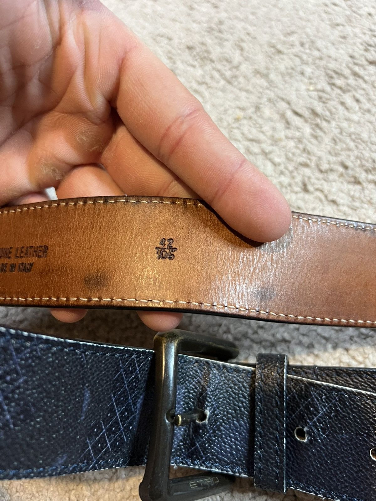 Etro Etro Textured leather belt Italian artisan luxury grail Size 42 - 7 Thumbnail