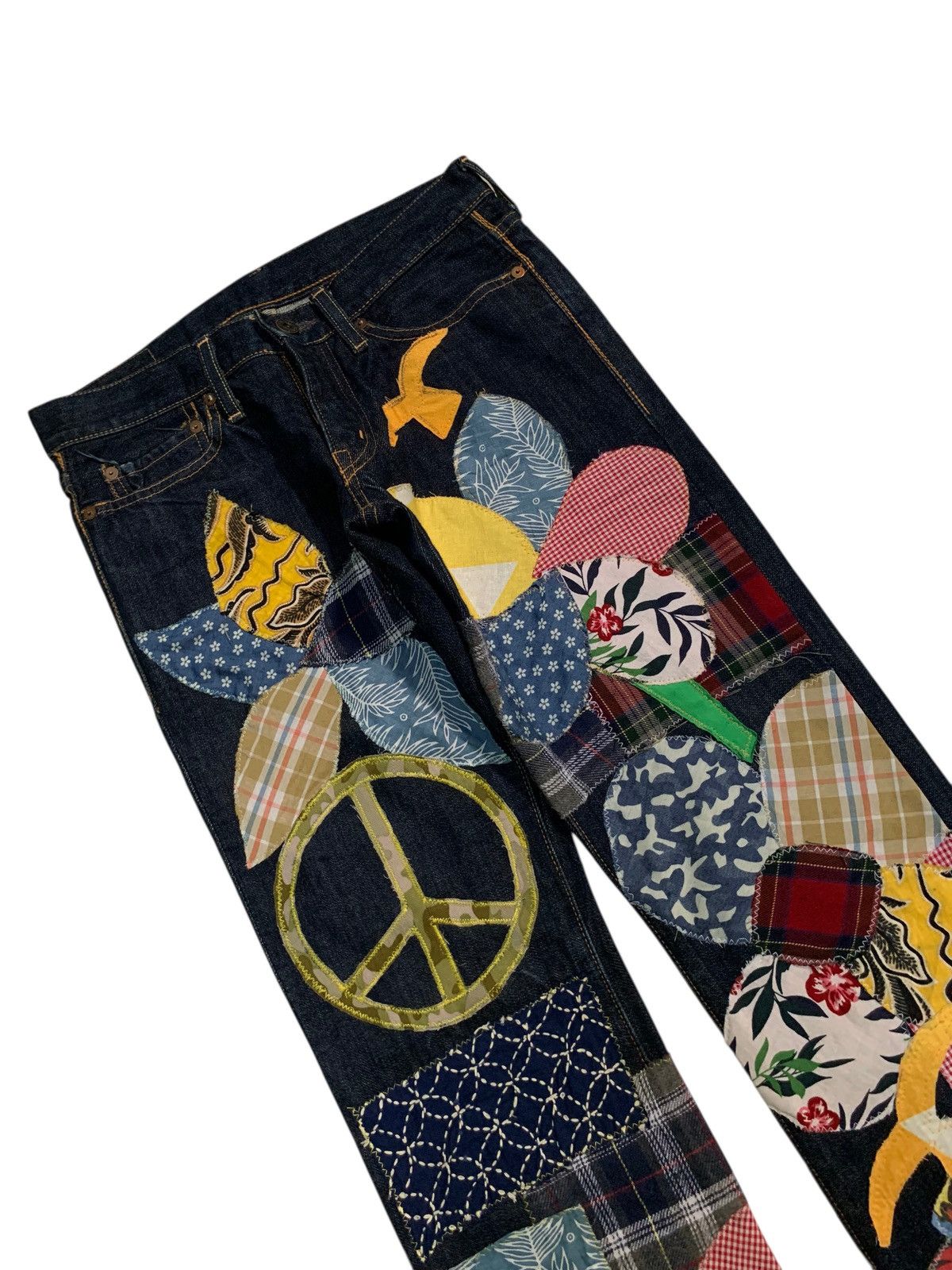Kapital KAPITAL PATCHWORK HIPPIES STYLE REWORK JAPANESE INSANE DENIM Size US 29 - 10 Thumbnail