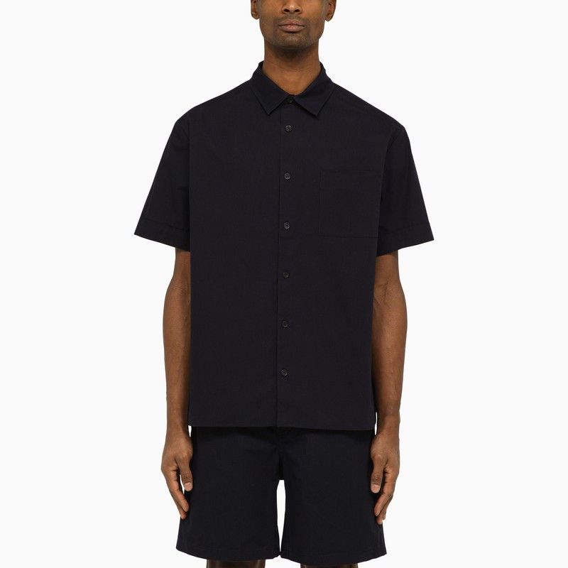 image of A P C Dark Navy Short Sleeved Shirt in Blue, Men's (Size Medium)