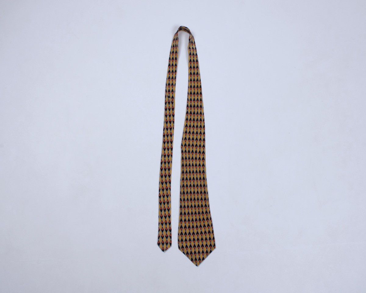 Designer × Vintage × Yves Saint Laurent DIOR Vintage Gold Yellow Geometric Silk Tie Size ONE SIZE - 5 Thumbnail