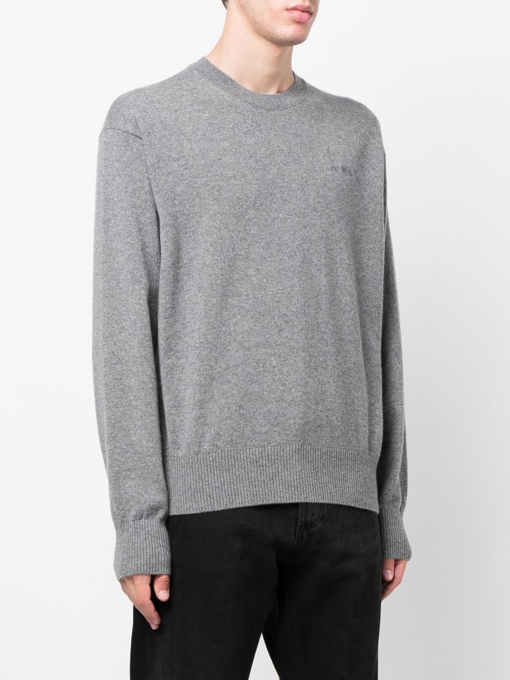 Off-White o1gr1nt1124 For All Knit Cashm Crewneck Sweater Melange Grey Size US XS / EU 42 / 0 - 3 Thumbnail