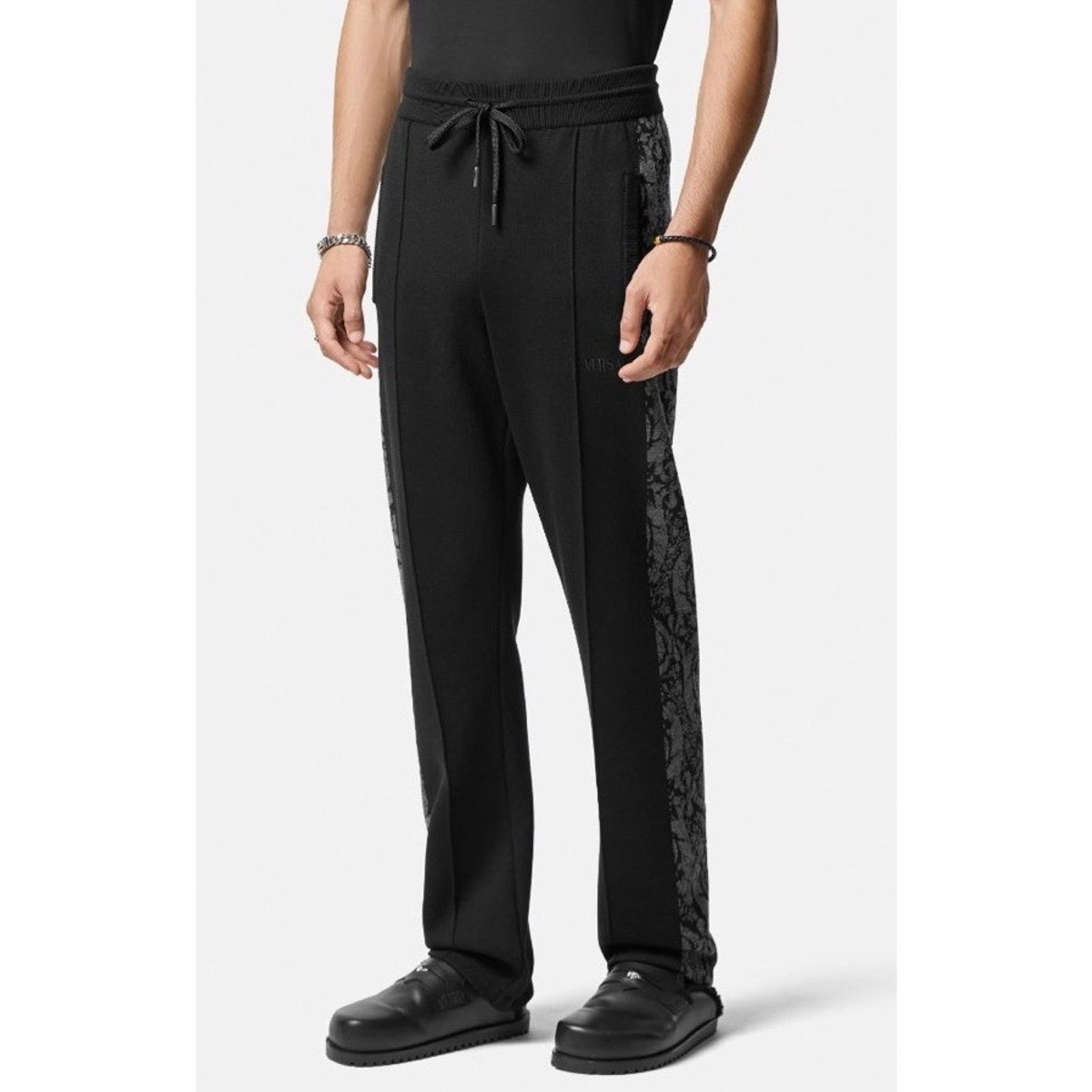 Versace Versace Knit Barocco Jacquard Black Pants L (50) 1013253 Size US 32 / EU 48 - 1 Thumbnail