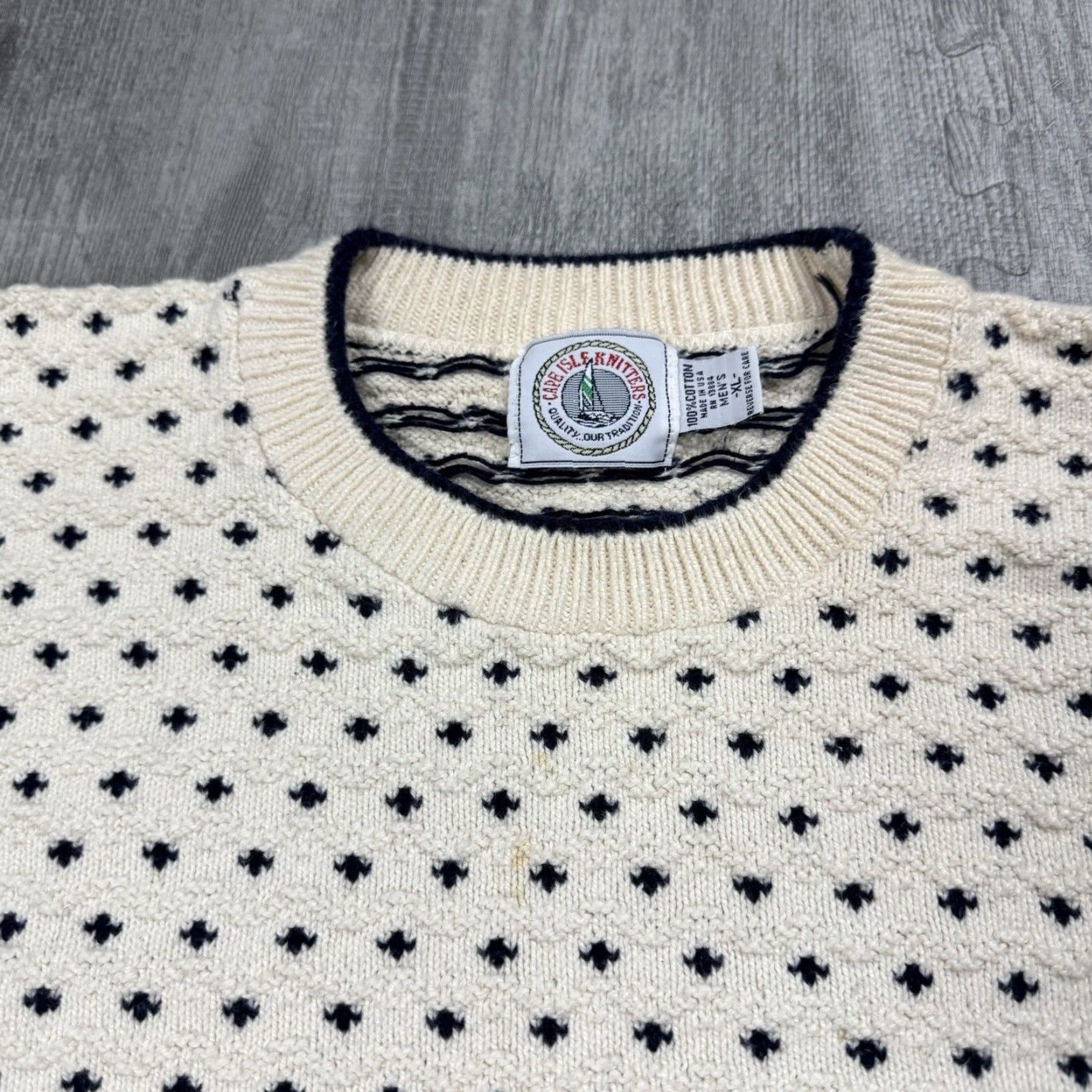 Nautica VINTAGE CAPE ISLE KNITTERS NAUTICAL FISHERMAN SWEATER MENS XL NAVY IVORY 90s CABLE-KNIT Size US XL / EU 56 / 4 - 2 Thumbnail