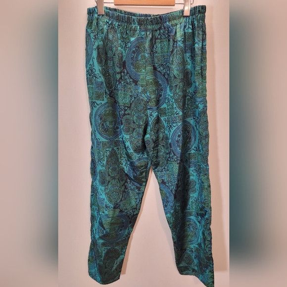 Other Arpa Silk Chiang Rai Thai Silk Turquoise Harem Pants - L Size 30" / US 8 / IT 44 - 2 Thumbnail