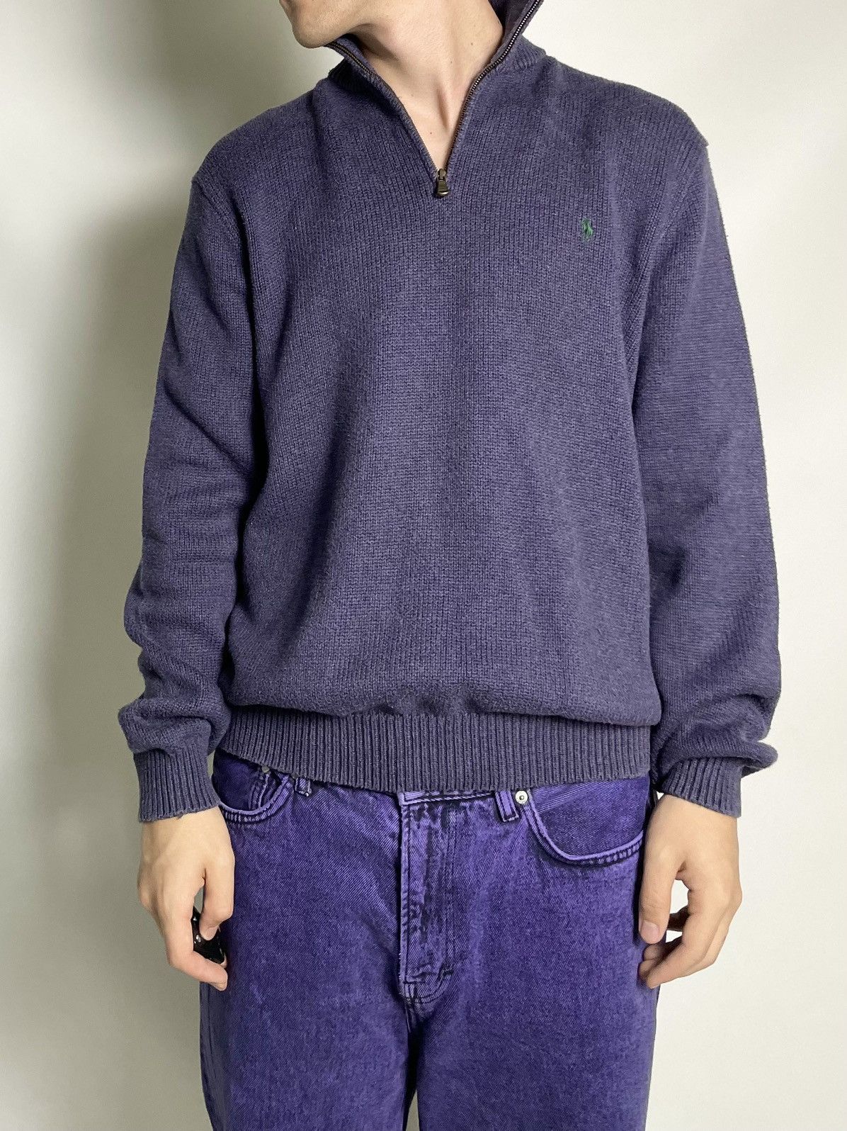 Polo Ralph Lauren Vintage 🎆 Polo by Ralph Lauren purple 1/3 zip knit sweater Size US XL / EU 56 / 4 - 1 Thumbnail