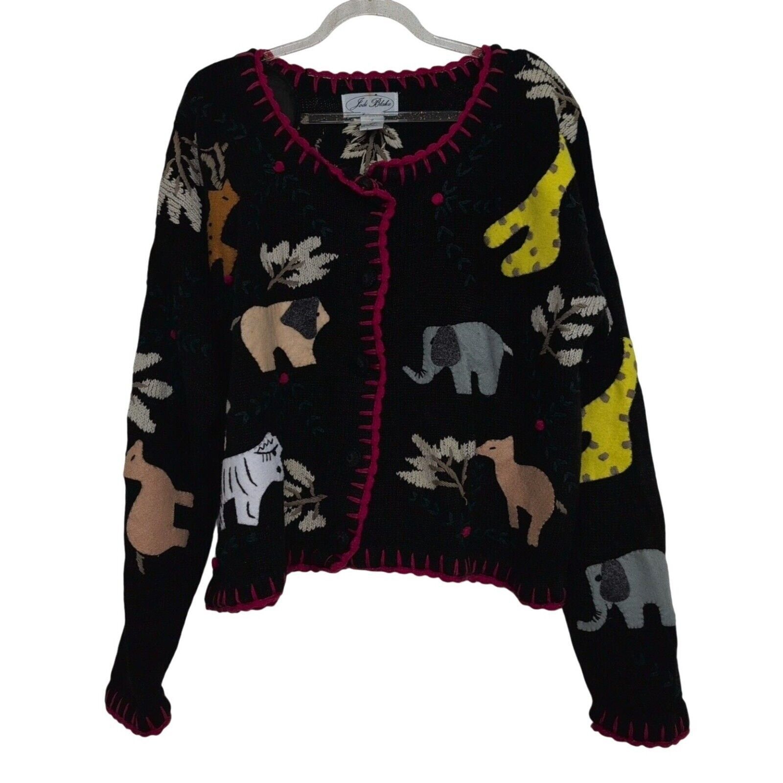 Designer Jodi Blake Zoo Animal Cardigan Womens Size Medium Black Knit Size M / US 6-8 / IT 42-44 - 1 Thumbnail