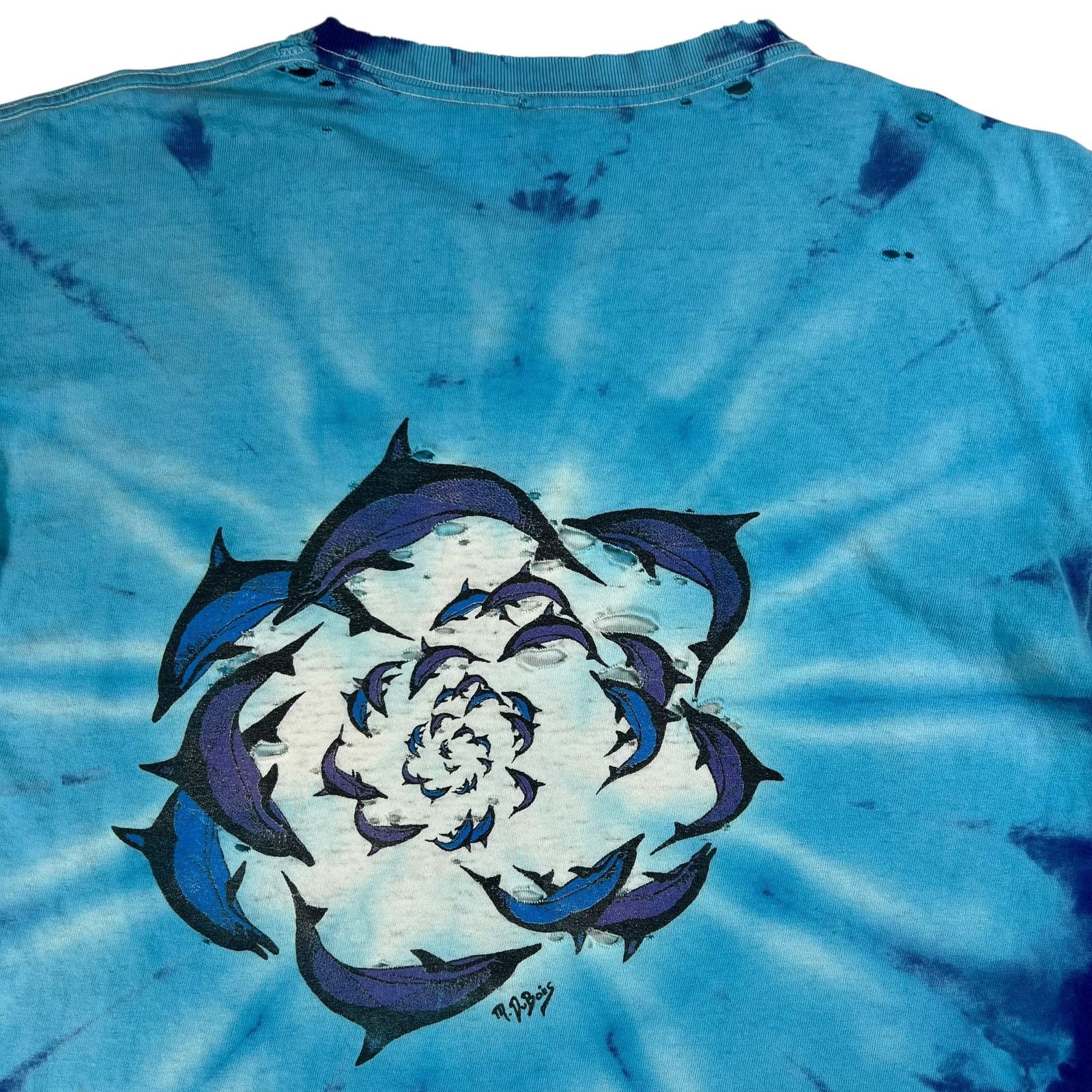 Vintage Vintage Dolphin Mermaid tie dye distressed M. Dubois art tee Size US L / EU 52-54 / 3 - 10 Thumbnail