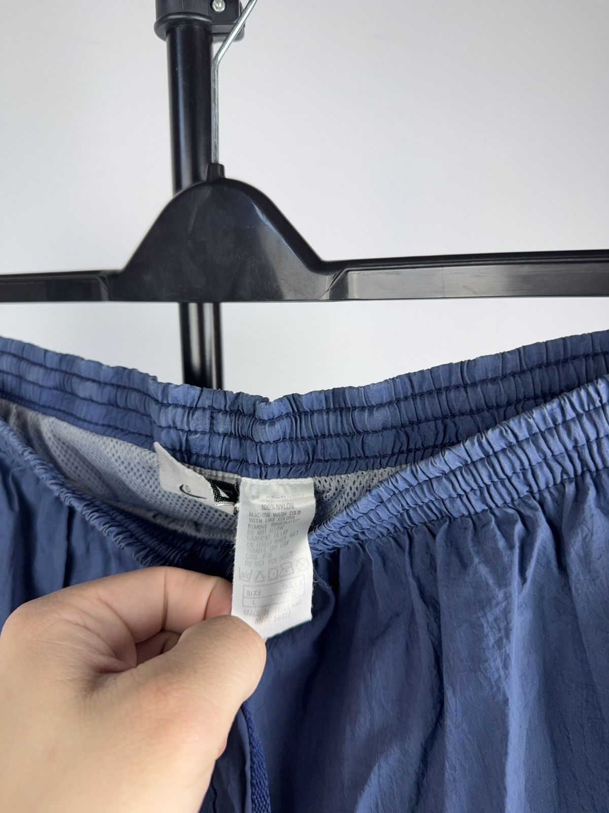 Nike 80s Retro Vintage Nike Swim Shorts Faded Blue Big Logo Y2K L Size US 35 - 8 Thumbnail