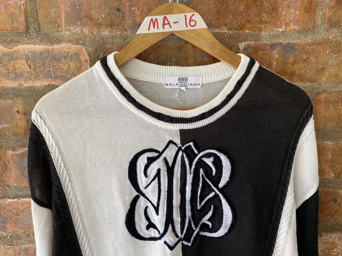 Balenciaga 🔥1990s Balenciaga Black and White Knit big logo Size US L / EU 52-54 / 3 - 3 Thumbnail